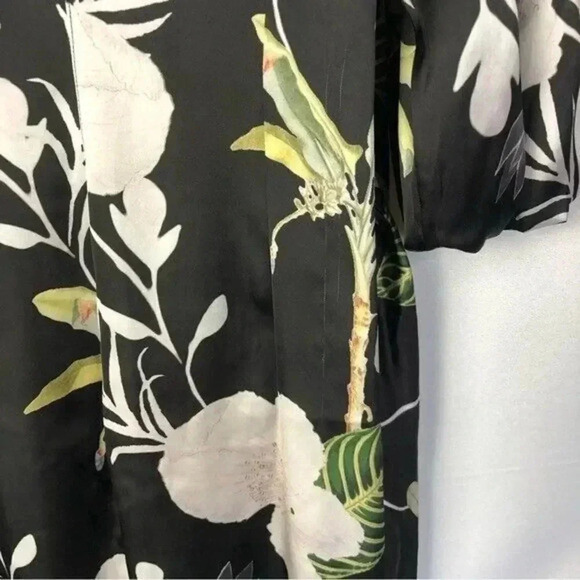 LoboRosa Black Floral Wrap Midi Dress XL - Picture 7 of 7